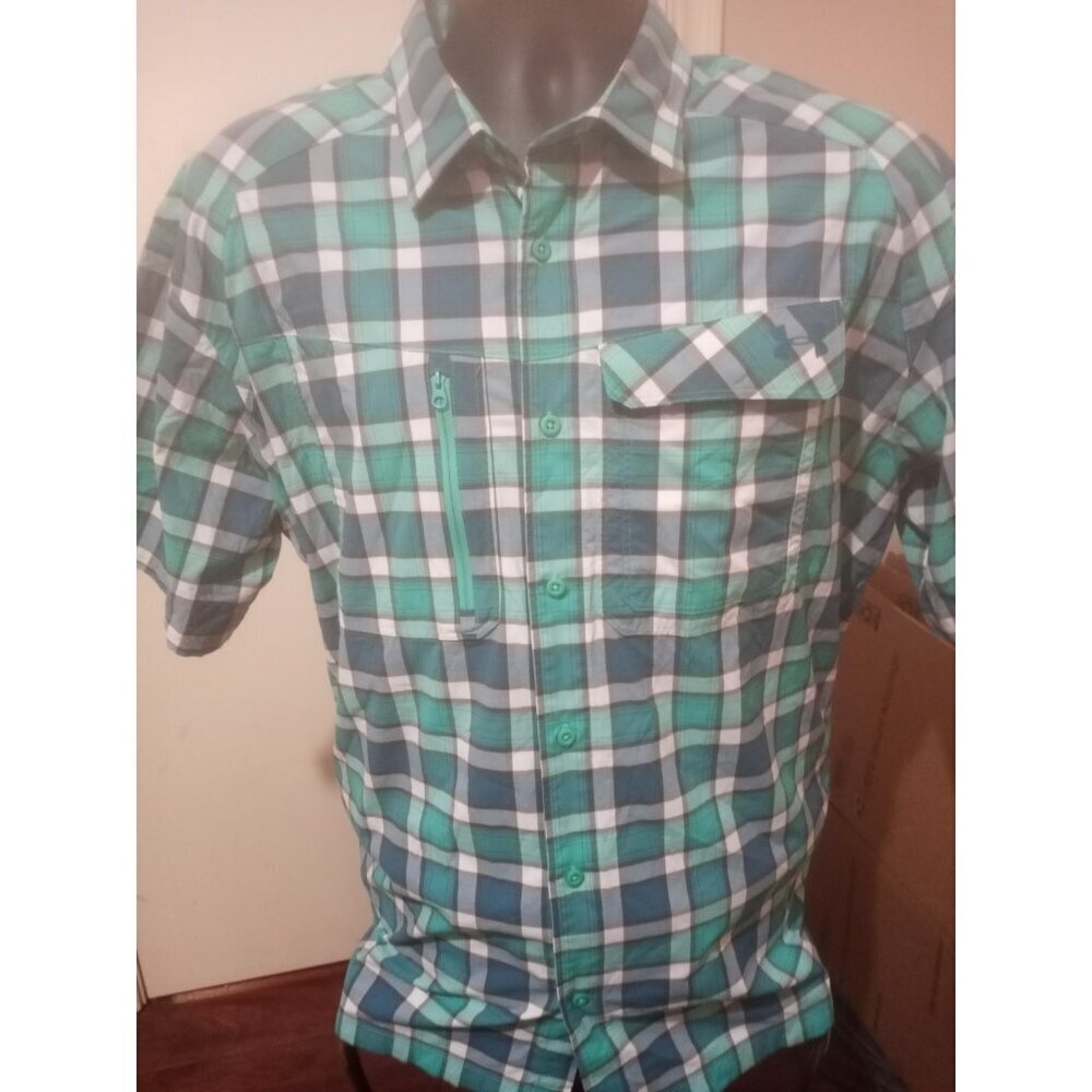 Under Armour Shirt Mens Large L Blue Short Sleeve Fishing Hiking Vented Outdoors
